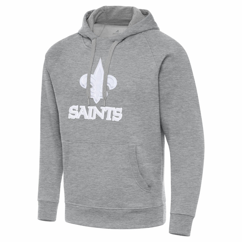 New Orleans Saints Antigua Victory Pullover Hoodie - Heather Gray Hoodies