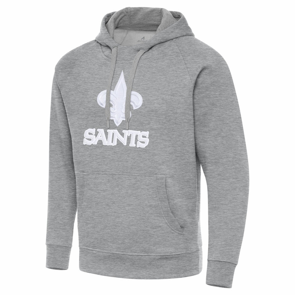 New Orleans Saints Antigua Victory Pullover Hoodie - Heather Gray Hoodies