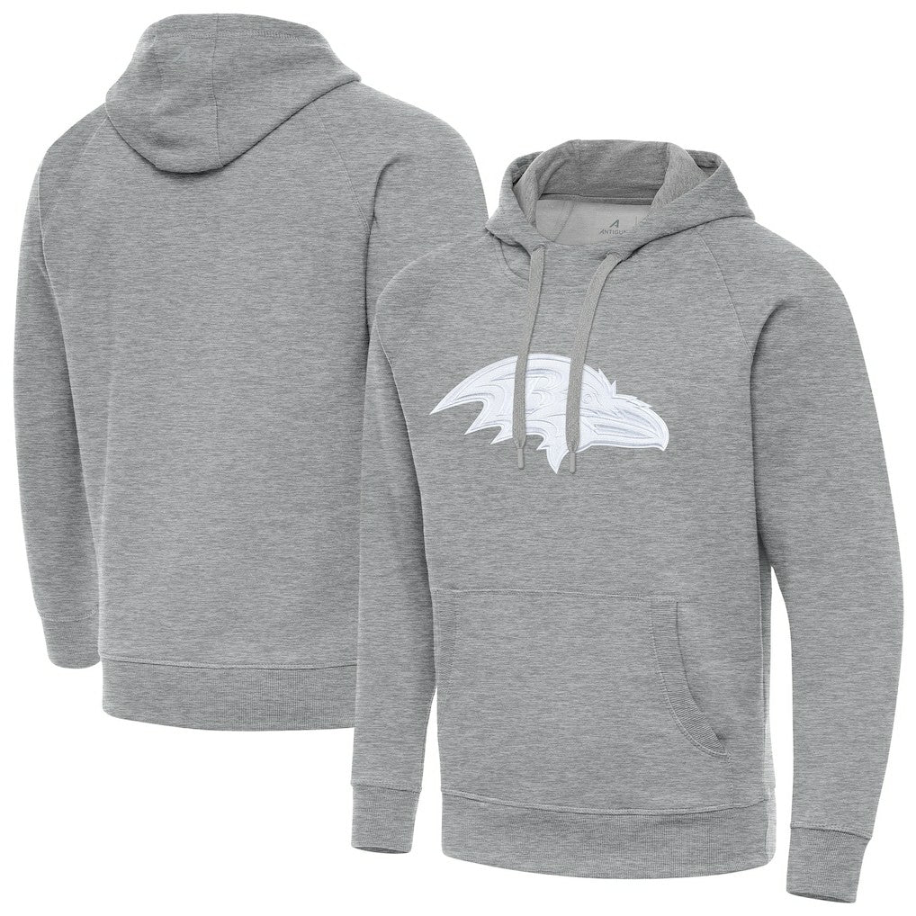 Baltimore Ravens Antigua Victory Pullover Hoodie - Heather Gray Hoodies