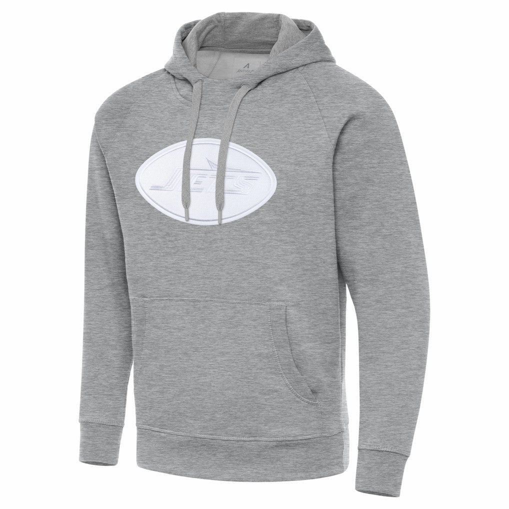 New York Jets Antigua Victory Pullover Hoodie - Heather Gray Hoodies