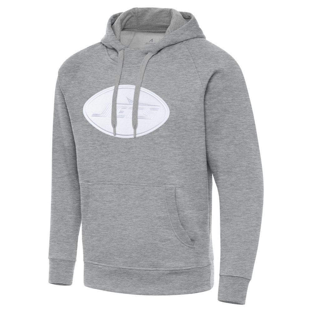 New York Jets Antigua Victory Pullover Hoodie - Heather Gray Hoodies