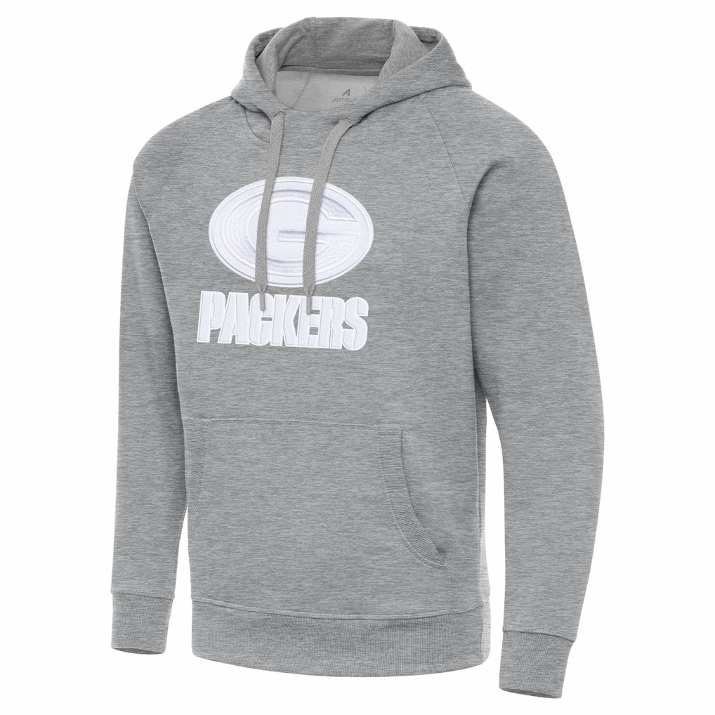 Green Bay Packers Antigua Victory Pullover Hoodie - Heather Gray Hoodies