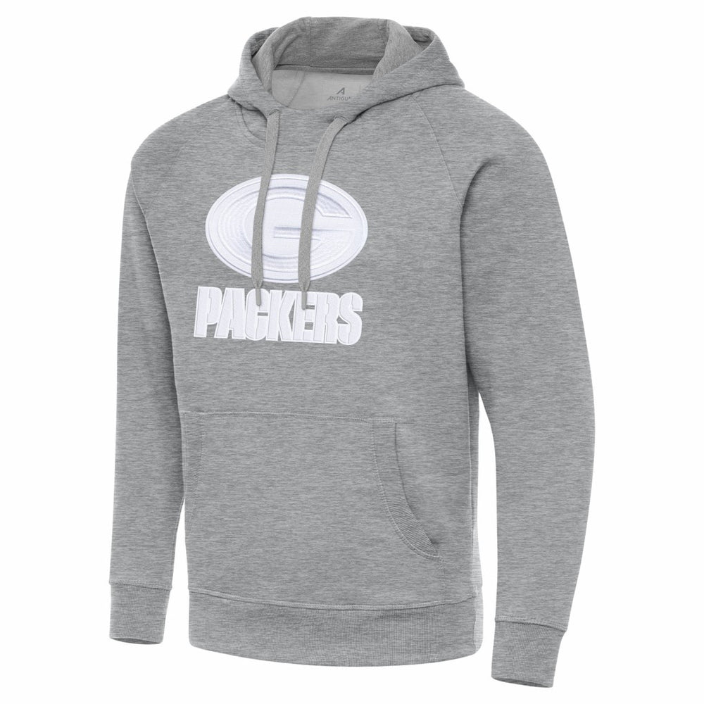 Green Bay Packers Antigua Victory Pullover Hoodie - Heather Gray Hoodies