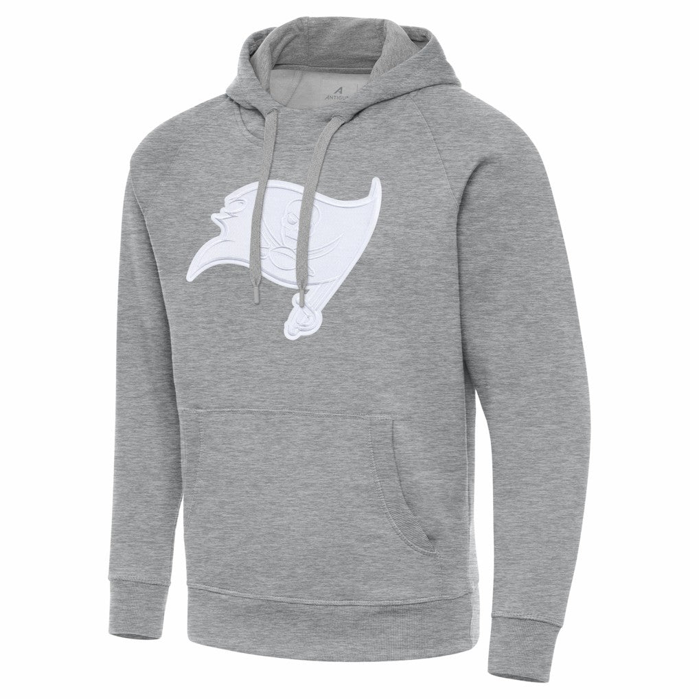 Tampa Bay Buccaneers Antigua Victory Pullover Hoodie - Heather Gray Hoodies