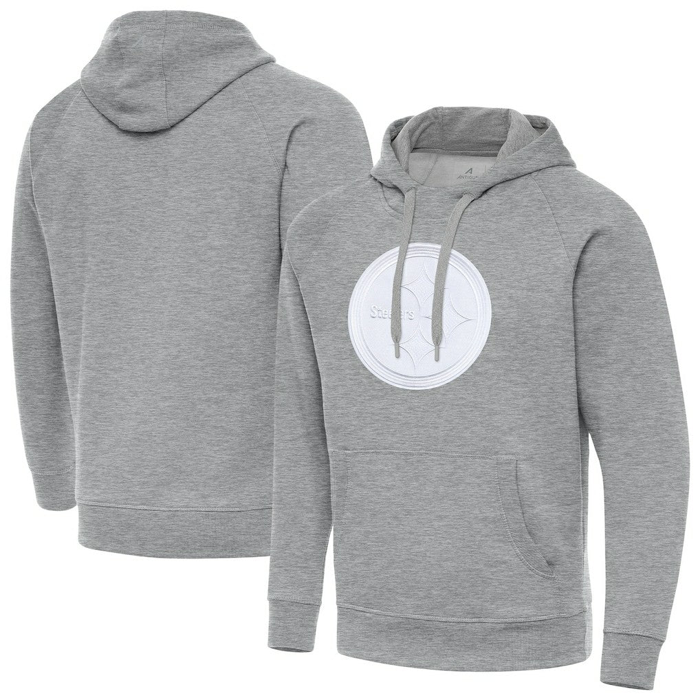 Pittsburgh Steelers Antigua Victory Pullover Hoodie - Heather Gray Hoodies