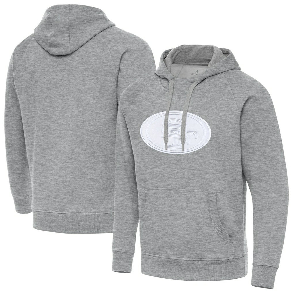 San Francisco 49ers Antigua Victory Pullover Hoodie - Heather Gray Hoodies