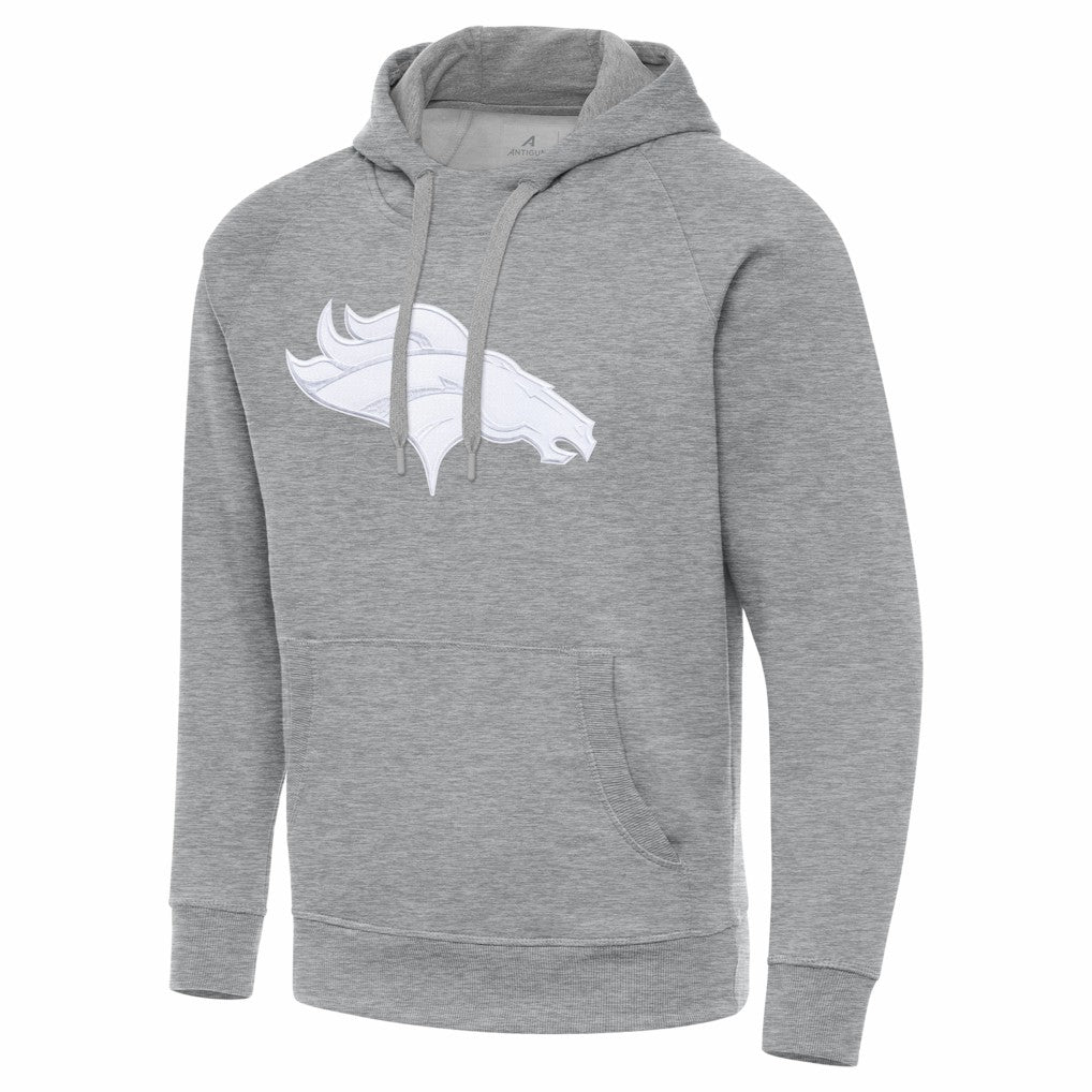 Denver Broncos Antigua Victory Pullover Hoodie - Heather Gray Hoodies