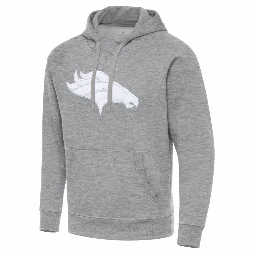 Denver Broncos Antigua Victory Pullover Hoodie - Heather Gray Hoodies