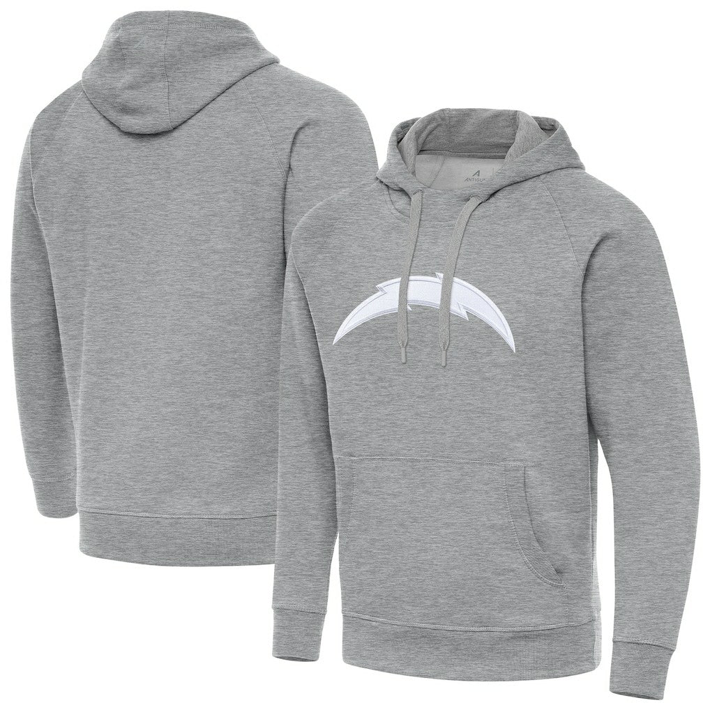 Los Angeles Chargers Antigua Victory Pullover Hoodie - Heather Gray Hoodies