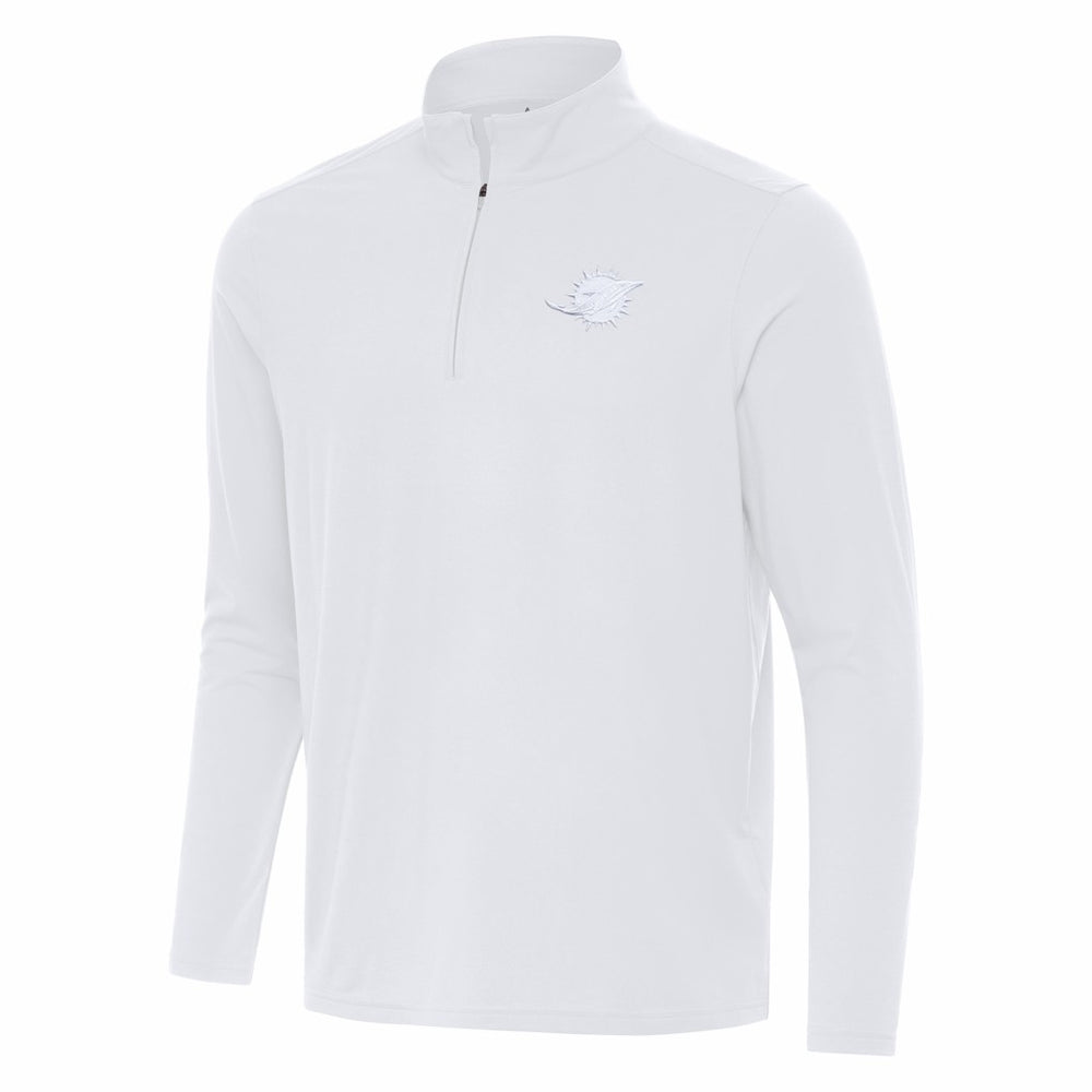 Miami Dolphins Antigua Intent Quarter-Zip Jacket - White Jackets