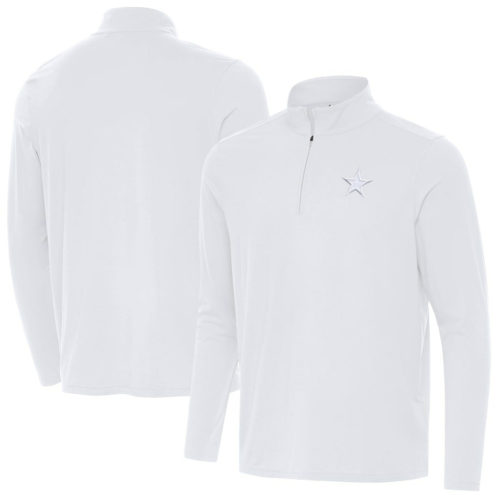 Dallas Cowboys Antigua Intent Quarter-Zip Jacket - White Jackets