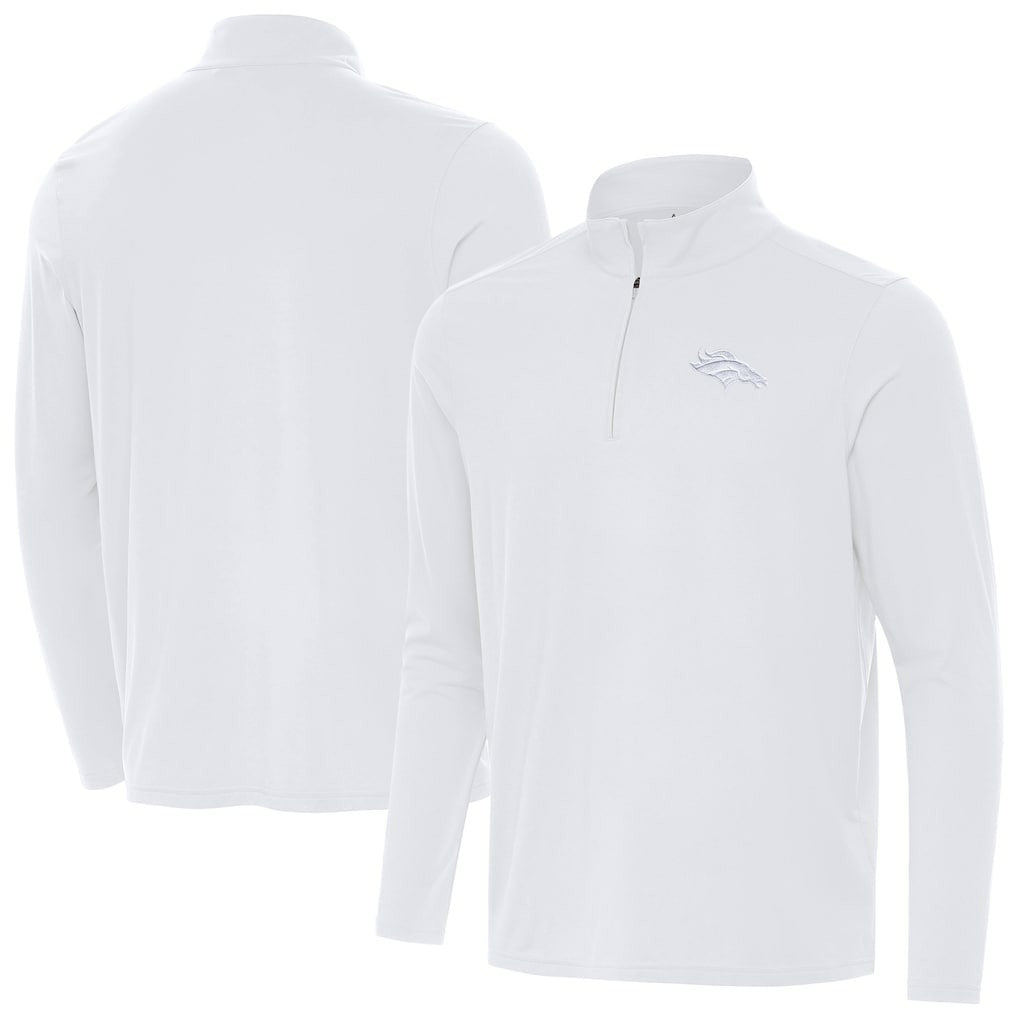 Denver Broncos Antigua Intent Quarter-Zip Jacket - White Jackets