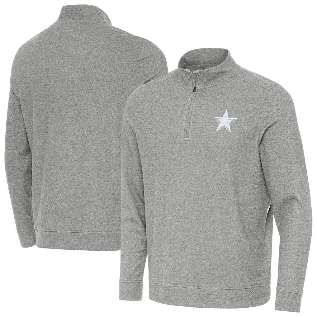 Dallas Cowboys Antigua Subtle Quarter-Zip Jacket - Heather Gray Jackets