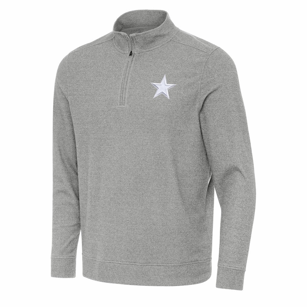 Dallas Cowboys Antigua Subtle Quarter-Zip Jacket - Heather Gray Jackets
