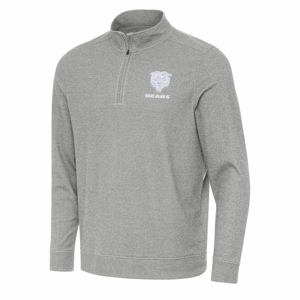 Chicago Bears Antigua Subtle Quarter-Zip Jacket - Heather Gray Jackets