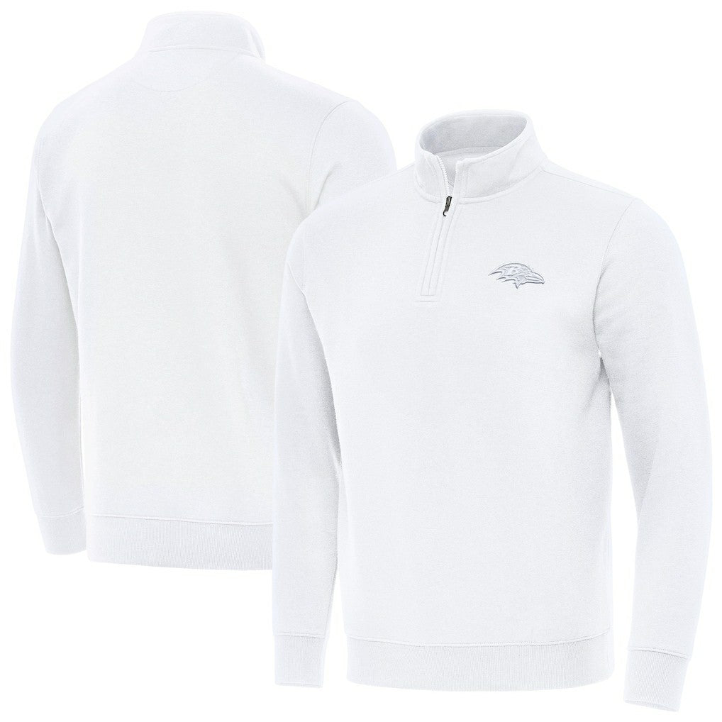 Baltimore Ravens Antigua Victory Quarter-Zip Top - White Tops