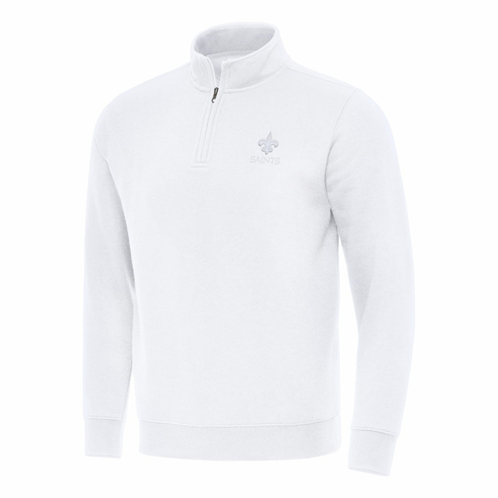 New Orleans Saints Antigua Victory Quarter-Zip Top - White Tops
