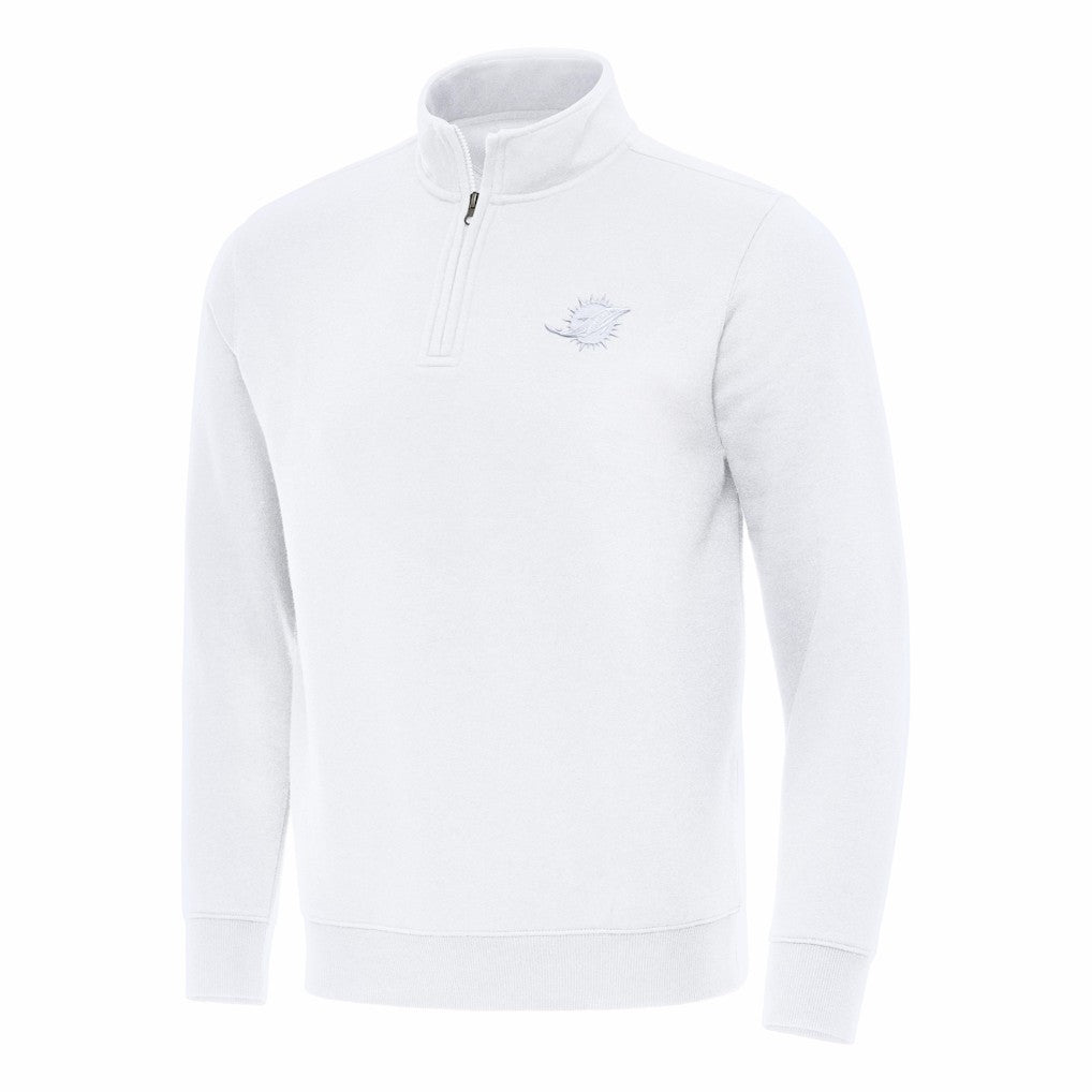 Miami Dolphins Antigua Victory Quarter-Zip Top - White Tops