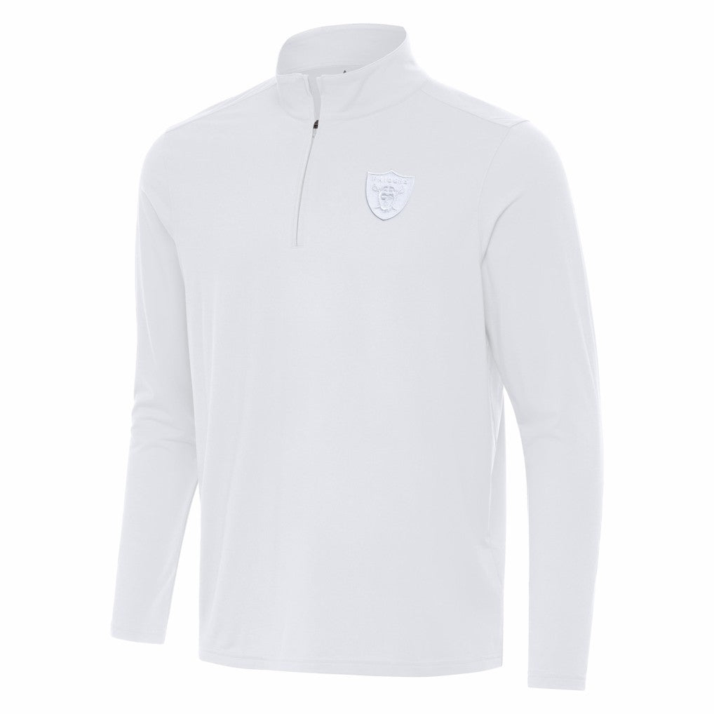 Las Vegas Raiders Antigua Intent Quarter-Zip Top - White Tops