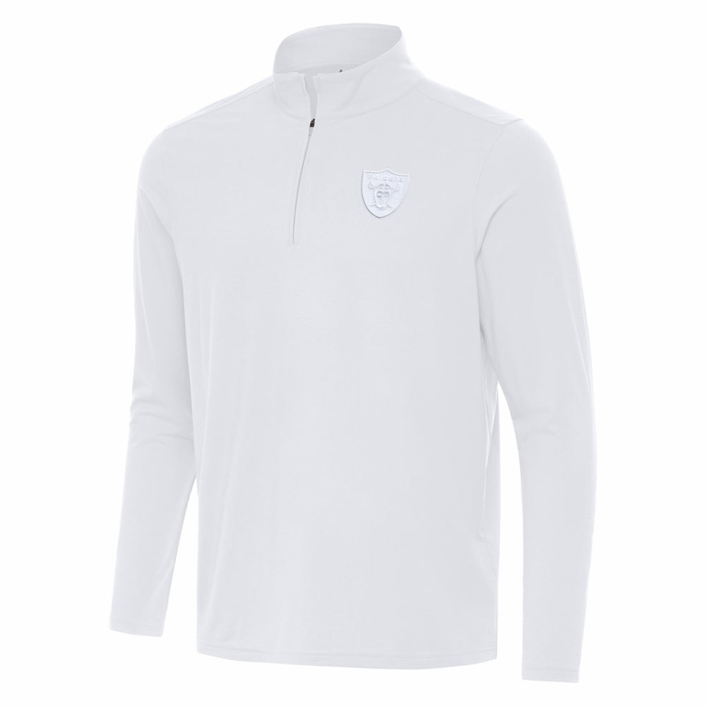 Las Vegas Raiders Antigua Intent Quarter-Zip Top - White Tops