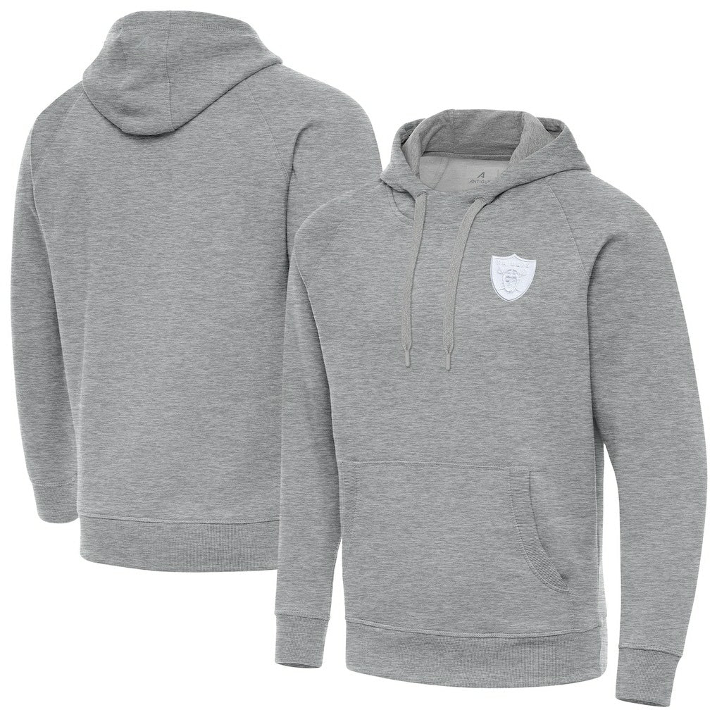 Las Vegas Raiders Antigua Victory Pullover Hoodie - Heather Gray Hoodies