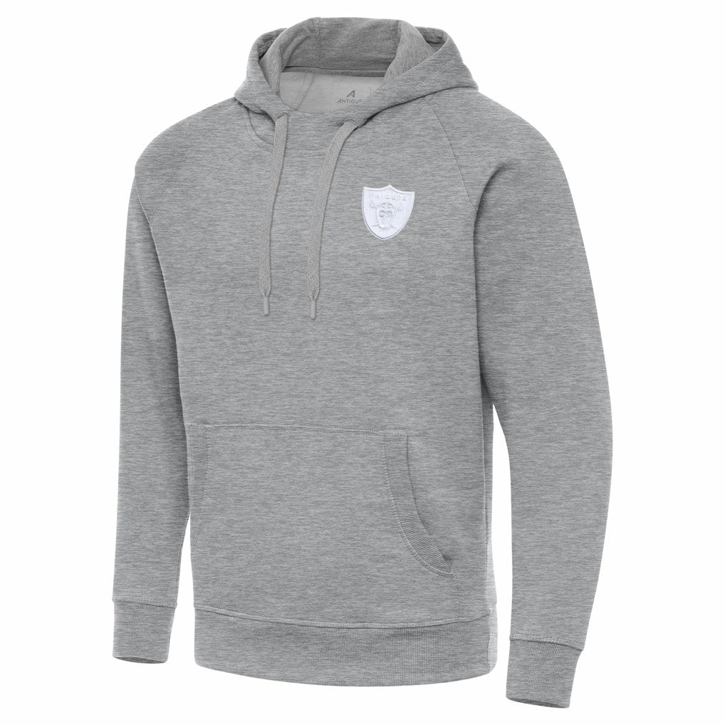 Las Vegas Raiders Antigua Victory Pullover Hoodie - Heather Gray Hoodies