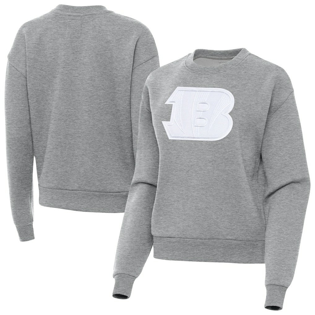 Cincinnati Bengals Antigua Women's Victory Pullover Sweatshirt - Heather Gray Pullover