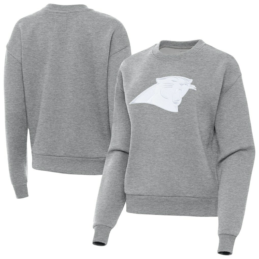 Carolina Panthers Antigua Women's Victory Pullover Sweatshirt - Heather Gray Pullover