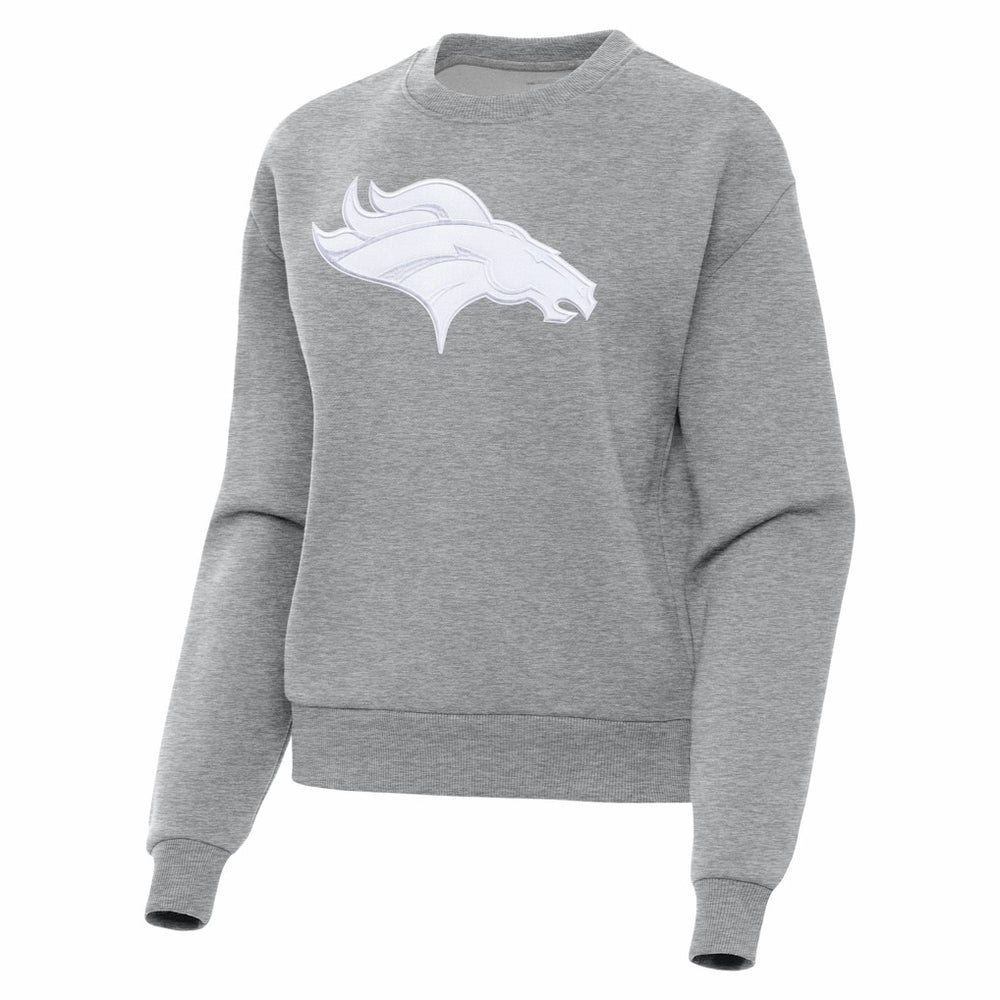 Denver Broncos Antigua Women's Victory Pullover Sweatshirt - Heather Gray Pullover