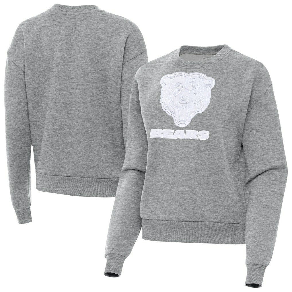 Chicago Bears Antigua Women's Victory Pullover Sweatshirt - Heather Gray Pullover