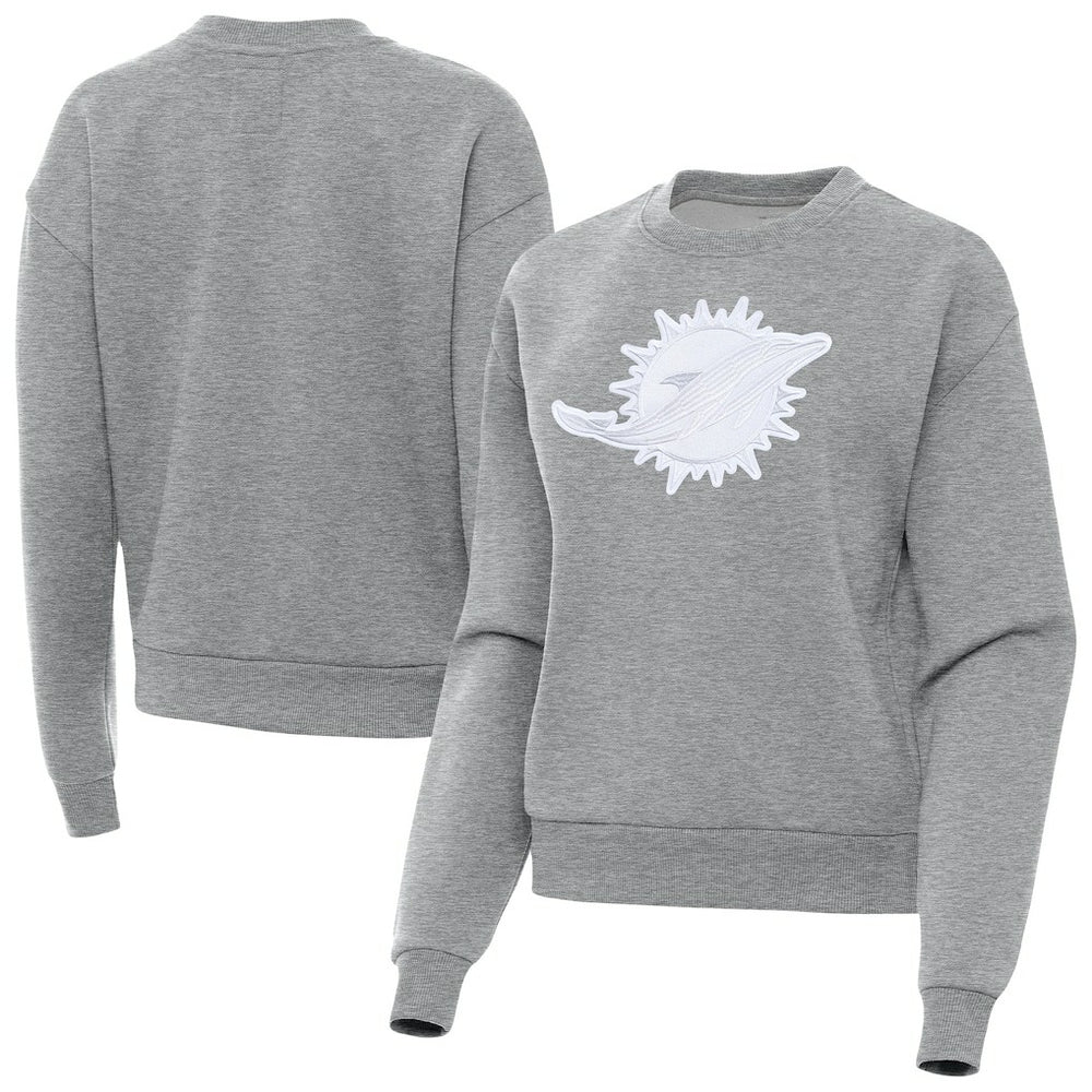 Miami Dolphins Antigua Women's Victory Pullover Sweatshirt - Heather Gray Pullover