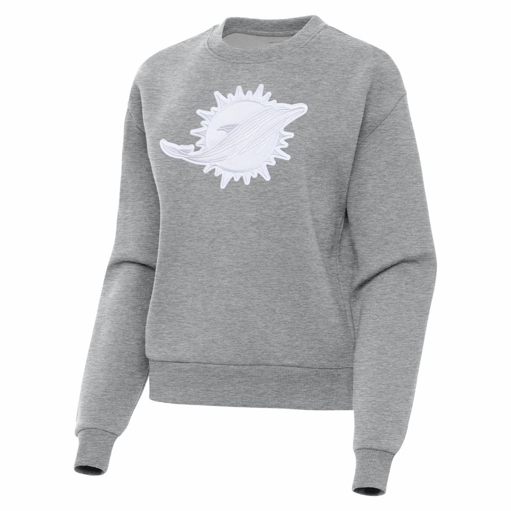 Miami Dolphins Antigua Women's Victory Pullover Sweatshirt - Heather Gray Pullover