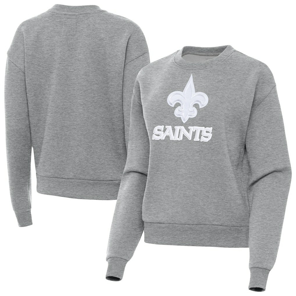 New Orleans Saints Antigua Women's Victory Pullover Sweatshirt - Heather Gray Pullover