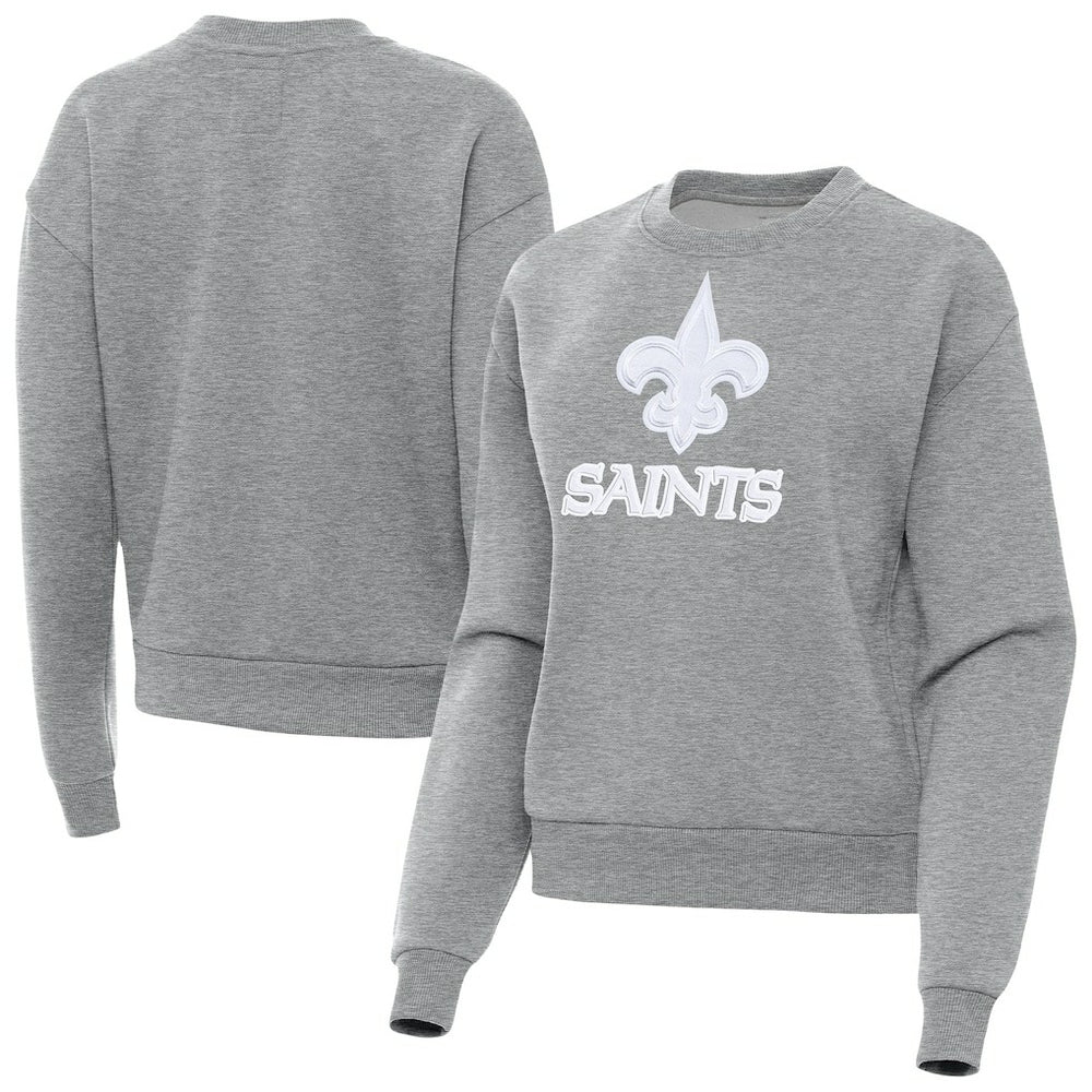 New Orleans Saints Antigua Women's Victory Pullover Sweatshirt - Heather Gray Pullover