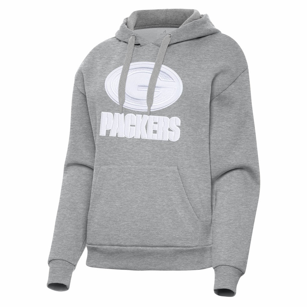 Green Bay Packers Antigua Women's Victory Pullover Hoodie - Heather Gray Hoodies