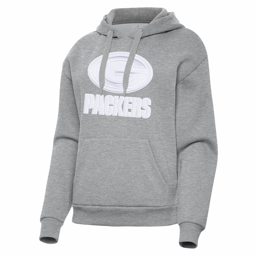 Green Bay Packers Antigua Women's Victory Pullover Hoodie - Heather Gray Hoodies