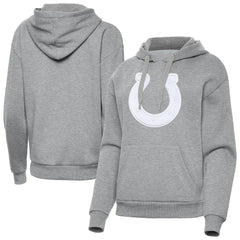 Indianapolis Colts Antigua Women's Victory Pullover Hoodie - Heather Gray Hoodies