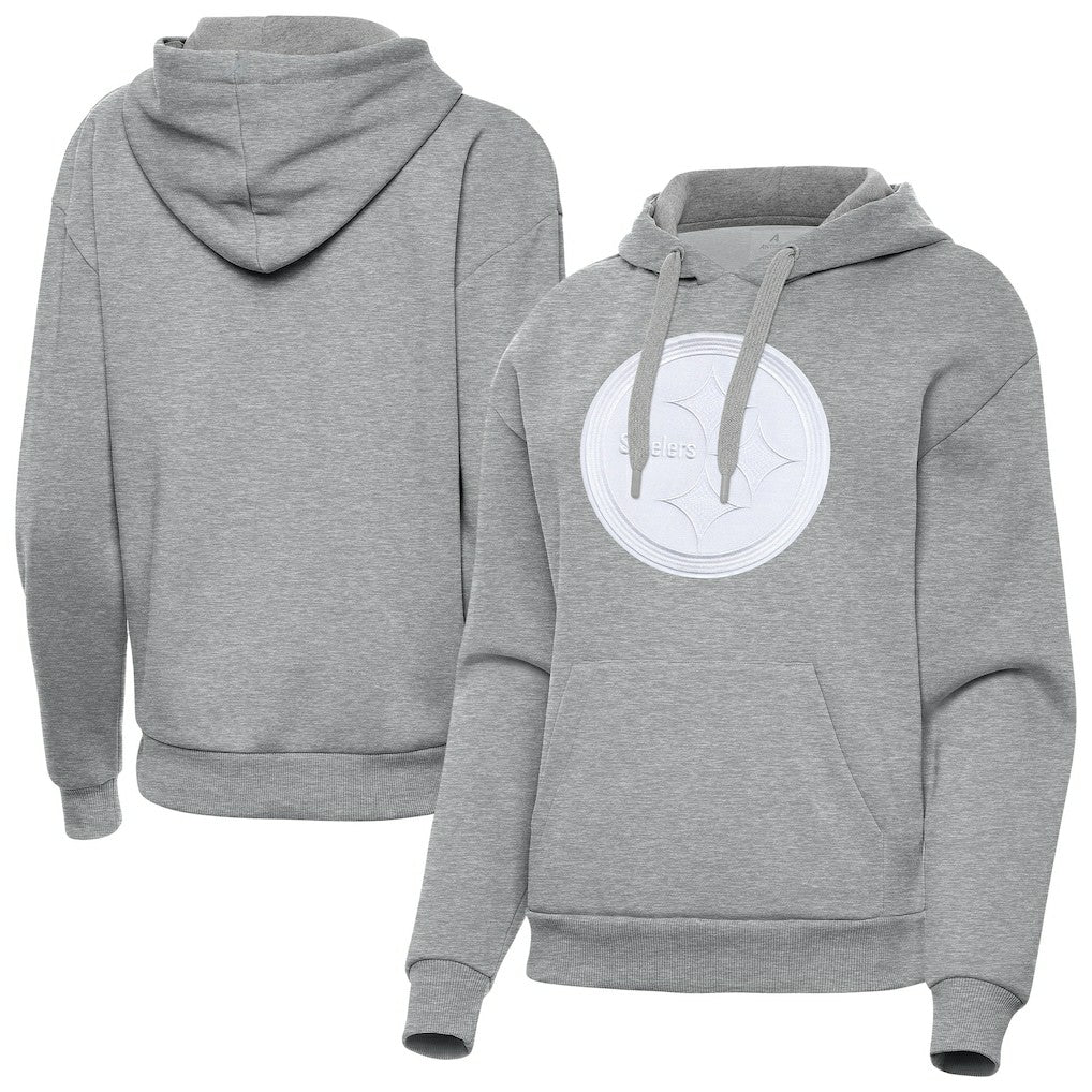Pittsburgh Steelers Antigua Women's Victory Pullover Hoodie - Heather Gray Hoodies