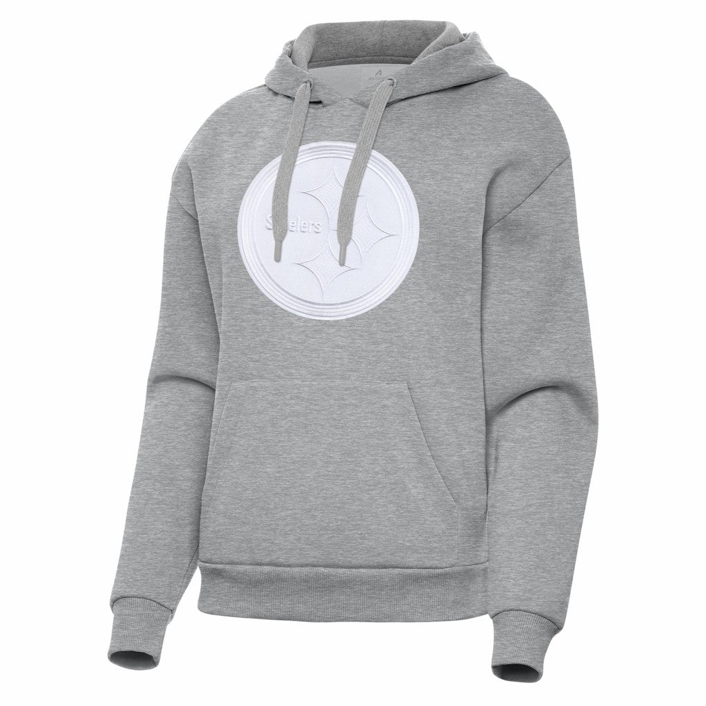 Pittsburgh Steelers Antigua Women's Victory Pullover Hoodie - Heather Gray Hoodies