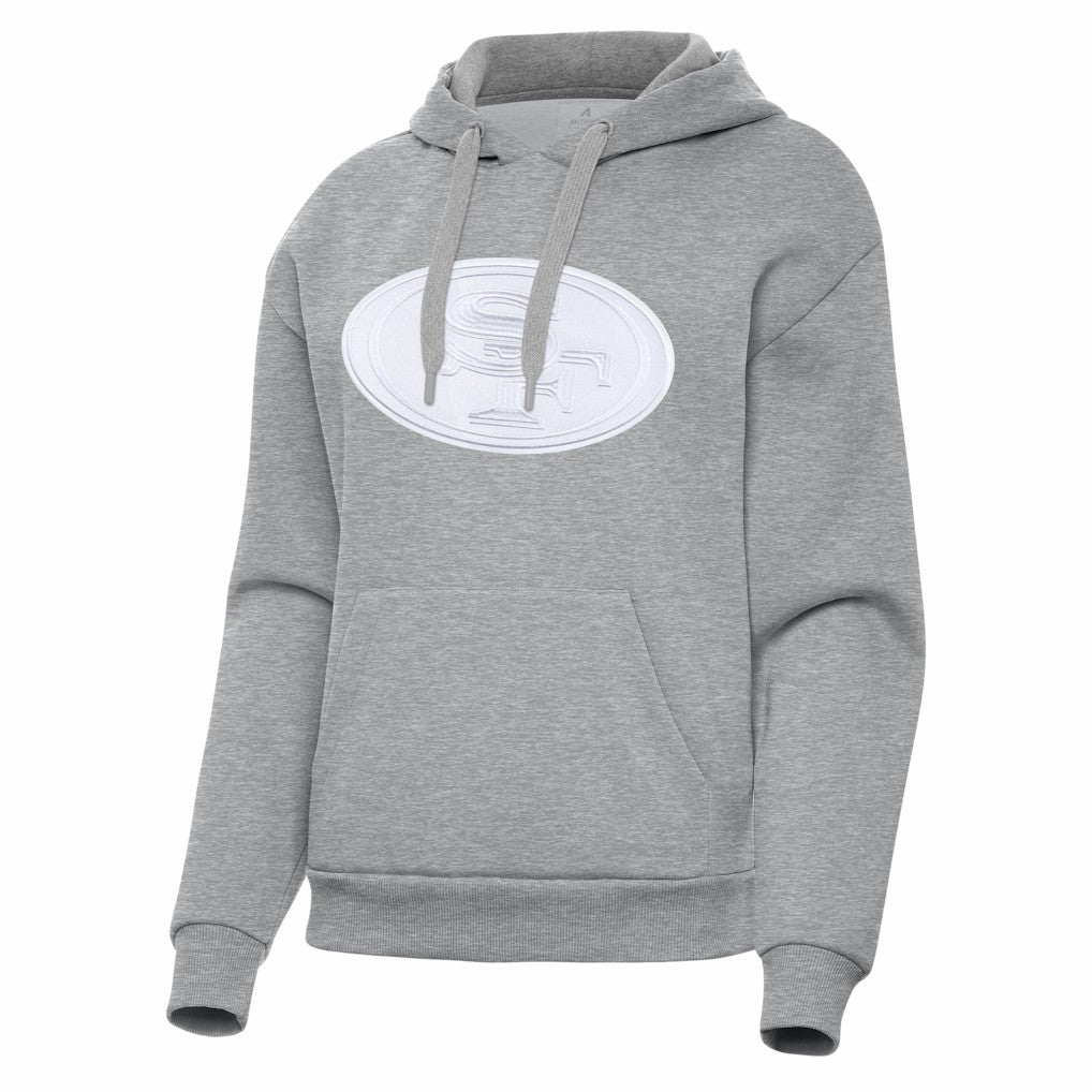 San Francisco 49ers Antigua Women's Victory Pullover Hoodie - Heather Gray Hoodies