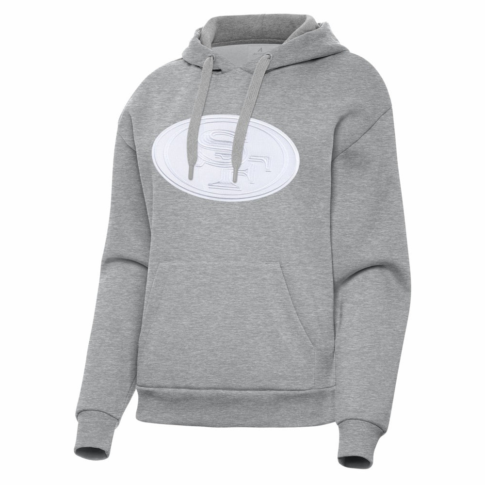 San Francisco 49ers Antigua Women's Victory Pullover Hoodie - Heather Gray Hoodies