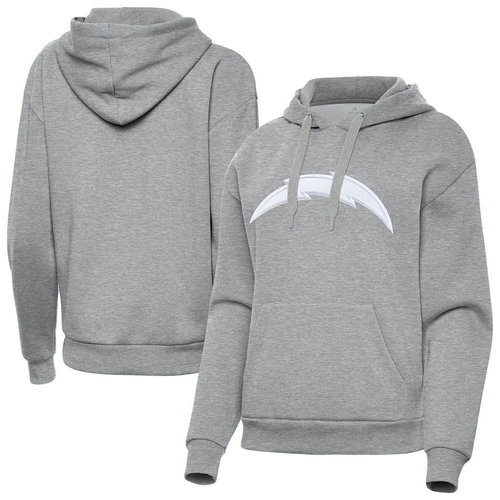 Los Angeles Chargers Antigua Women's Victory Pullover Hoodie - Heather Gray Hoodies