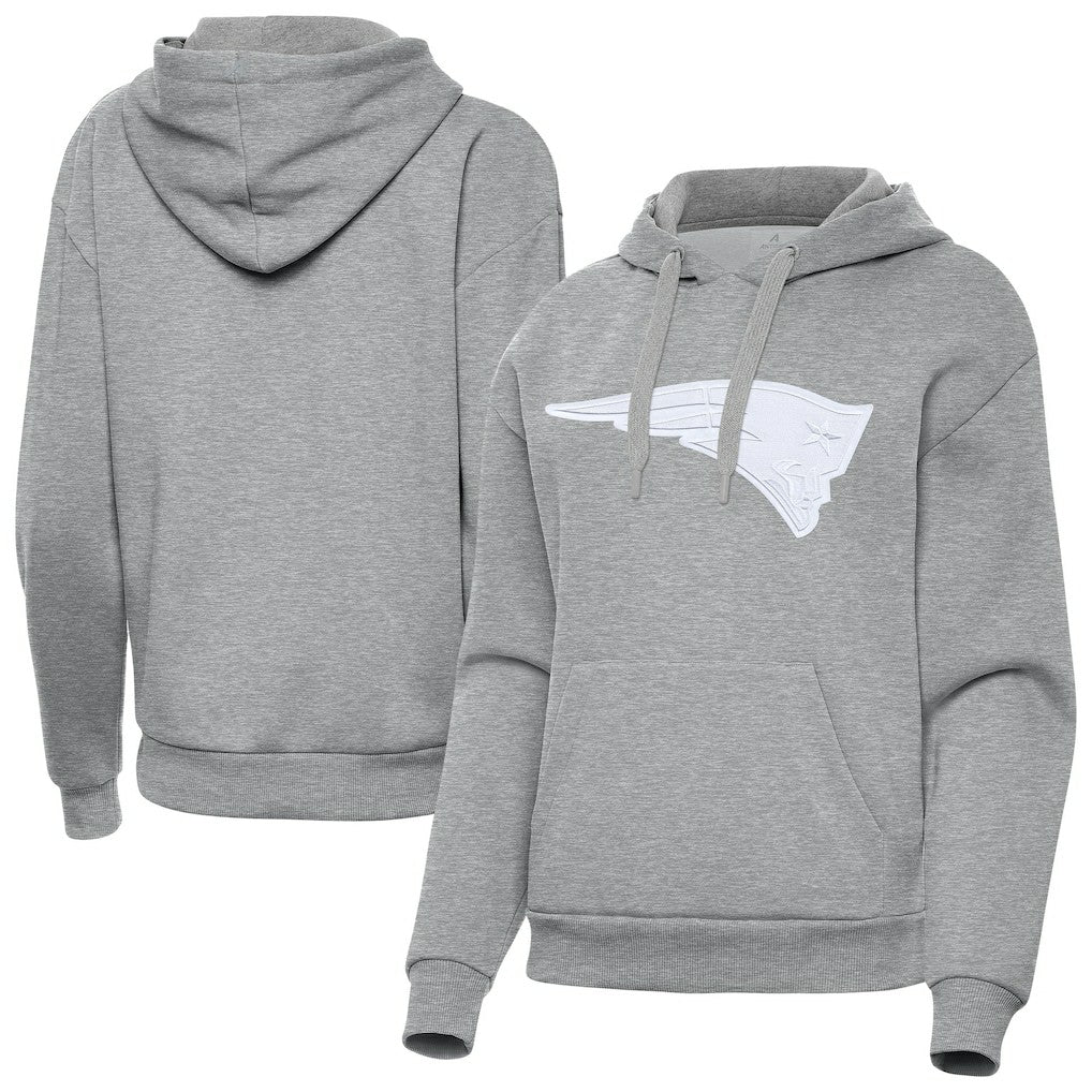 New England Patriots Antigua Women's Victory Pullover Hoodie - Heather Gray Hoodies