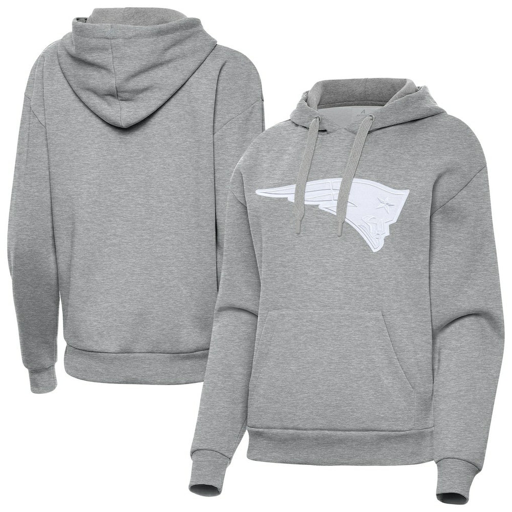 New England Patriots Antigua Women's Victory Pullover Hoodie - Heather Gray Hoodies