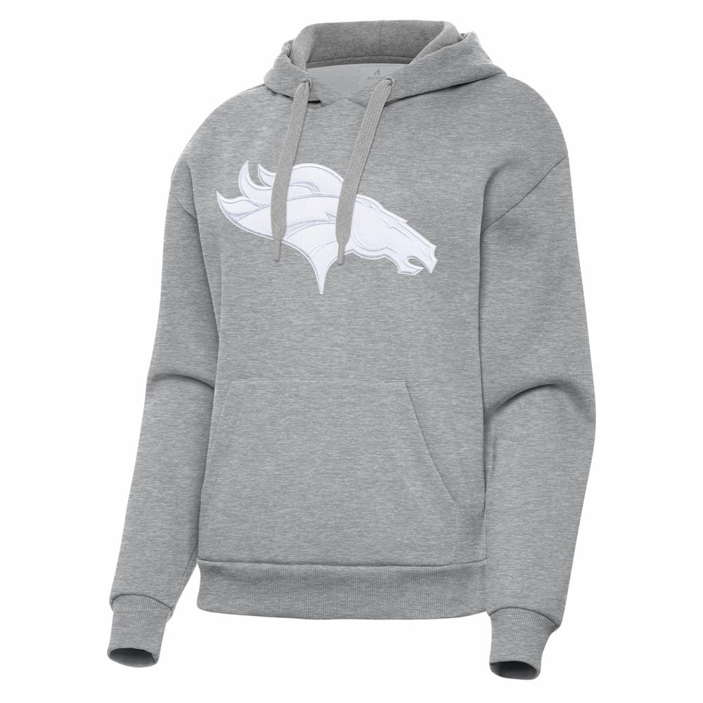 Denver Broncos Antigua Women's Victory Pullover Hoodie - Heather Gray Hoodies