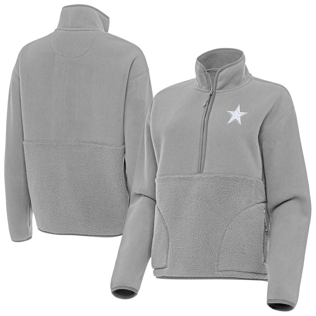Dallas Cowboys Antigua Women's Figure Half-Zip Sweatshirt - Gray Sweatshirts
