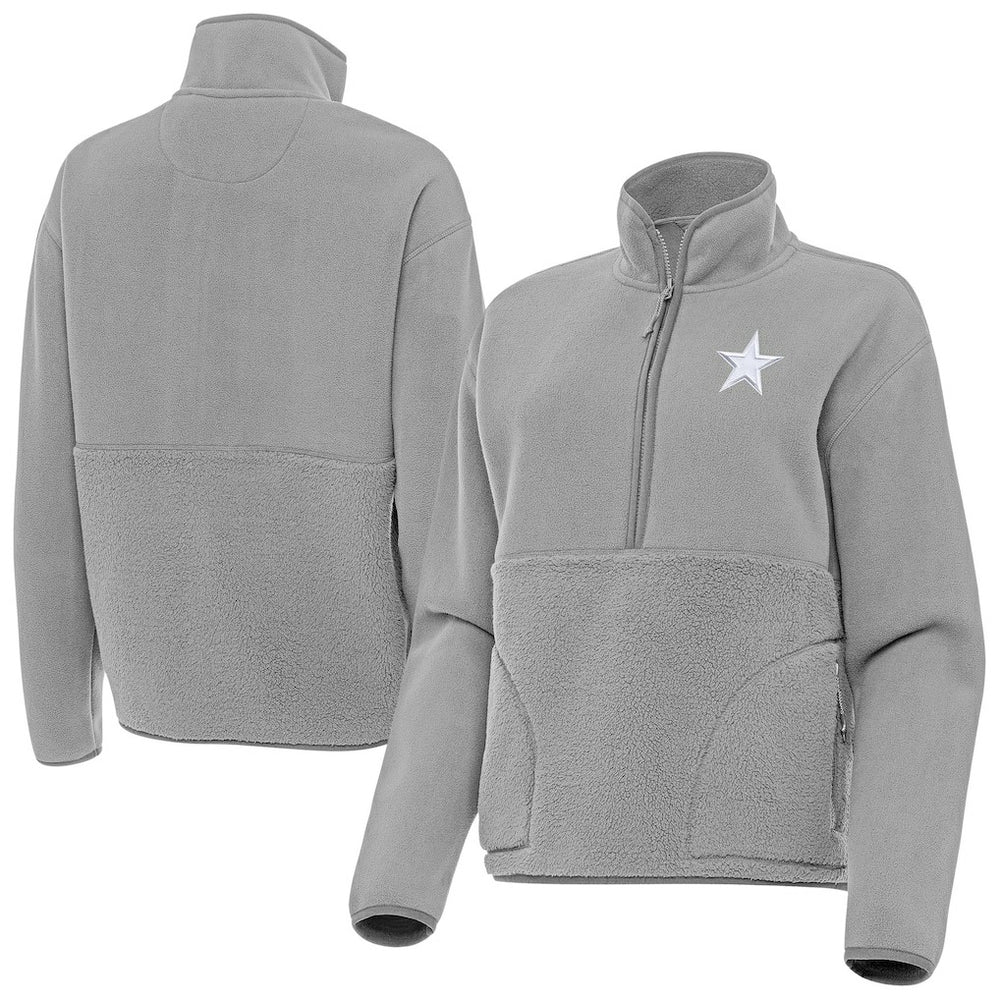 Dallas Cowboys Antigua Women's Figure Half-Zip Sweatshirt - Gray Sweatshirts