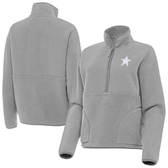 Dallas Cowboys Antigua Women's Figure Half-Zip Sweatshirt - Gray Sweatshirts
