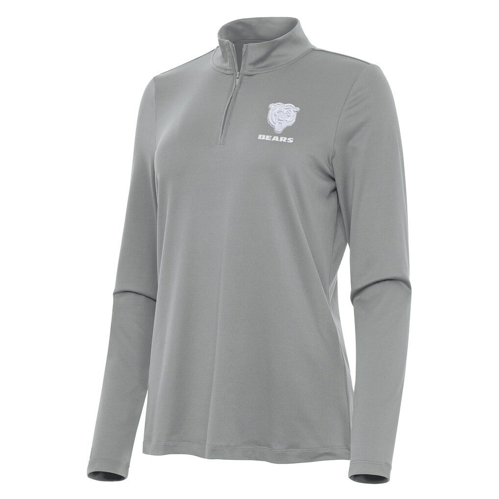 Chicago Bears Antigua Women's Reprocess Quarter-Zip Top - Gray Tops