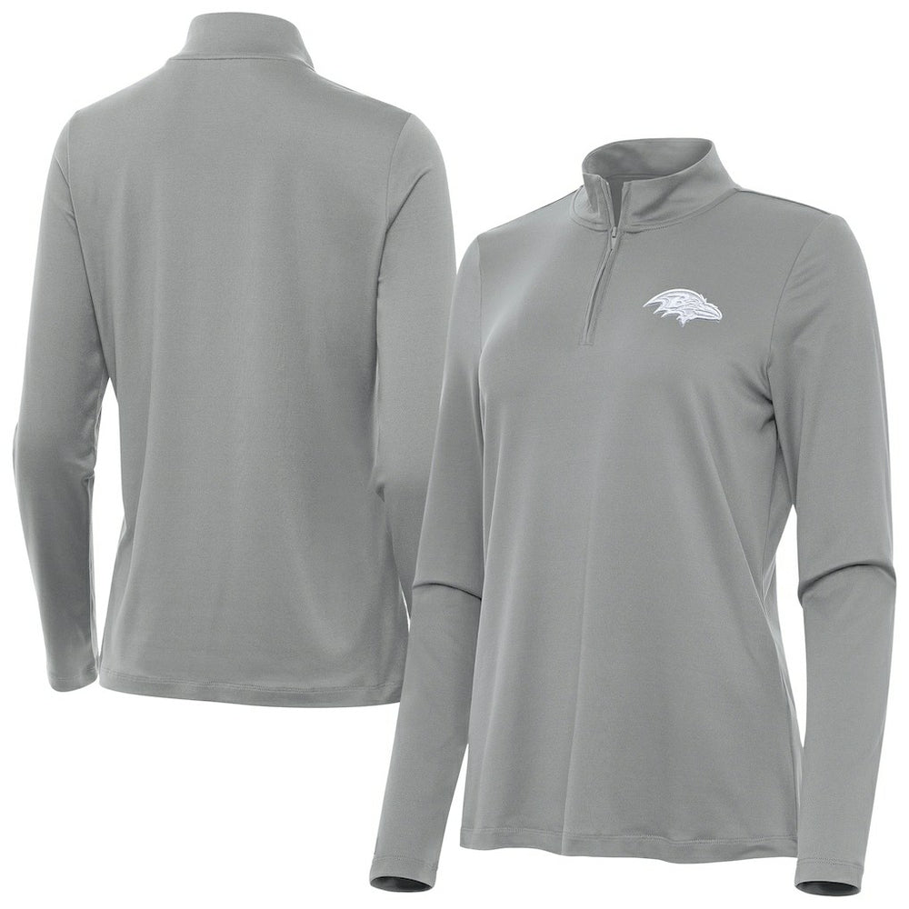 Baltimore Ravens Antigua Women's Reprocess Quarter-Zip Top - Gray Tops